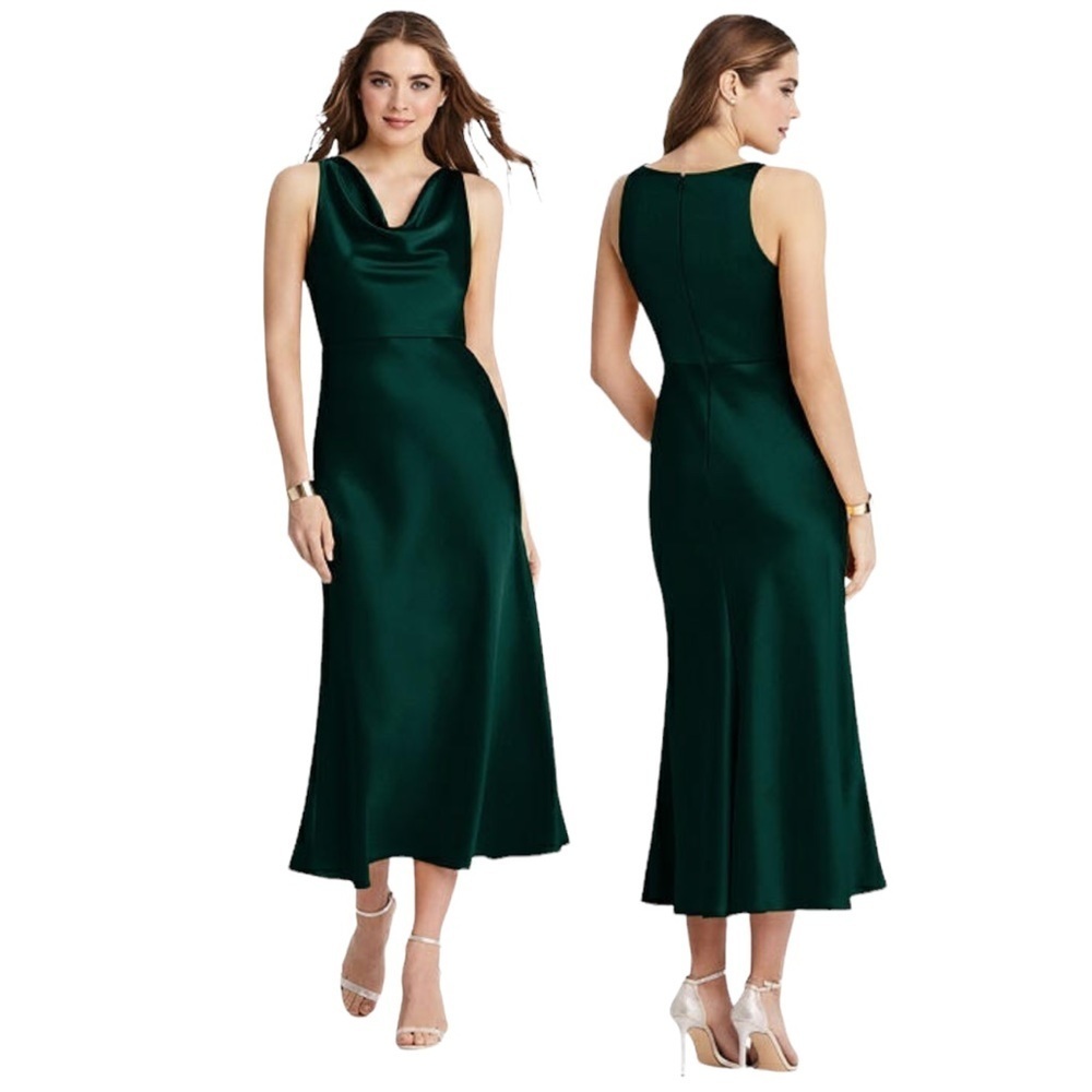 Dessy Lovely Cowl-Neck Midi Tank Dress - Esme Sz 2